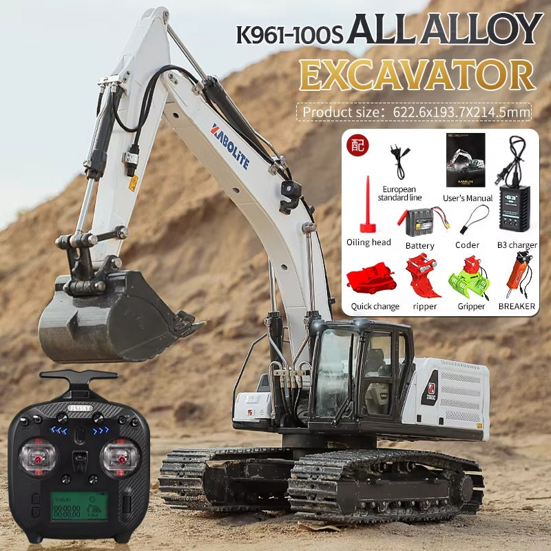 HUINA Upgraded Version K961-100S Kabolite 1/18 Scale Metal Hydraulic Excavator Remote Control RC Fully Functional Model Truck