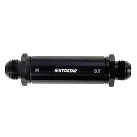 Universal AN8 Slim Line Inline Fuel Filter with 30 Micron Bronze Element - Black Aluminium