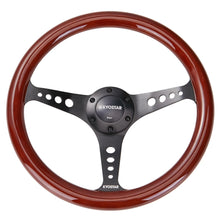 Load image into Gallery viewer, Universal 350 mm Classic Wood Grain 3-Spoke Steering Wheel, Black Spokes, with Horn Button