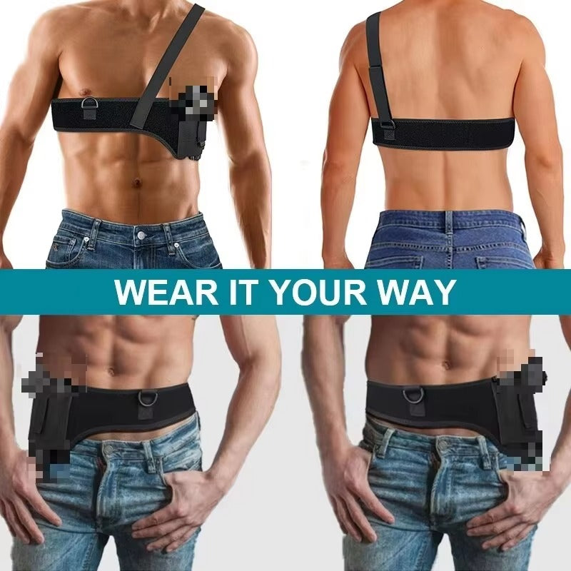 Outdoor Elastic Breathable Neoprene MOLLE Hidden Chest Holster | Quick-Release Tactical Hunting & Hiking Holster | Lightweight Universal Fit