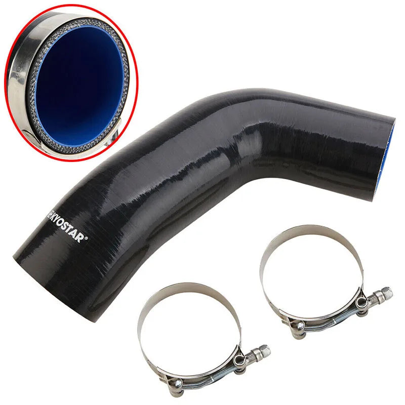 VW Golf Mk7 GTI / R / Audi A3 / S3 / TT EA888 1.8T 2.0T Silicone Turbo Inlet Elbow Hose - Black with Blue Inner