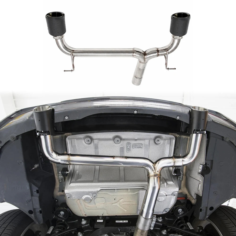 BMW 335i F30 / 435i F32 2012-2016 N55 3.0T Stainless Axle-Back Muffler Delete Exhaust with Carbon Fibre Tips