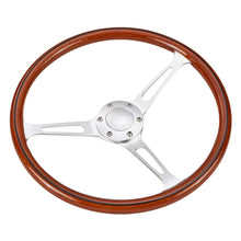Load image into Gallery viewer, Universal 15 inch 380 mm Classic Wood Grain 3-Spoke Steering Wheel, Silver Chrome Spokes