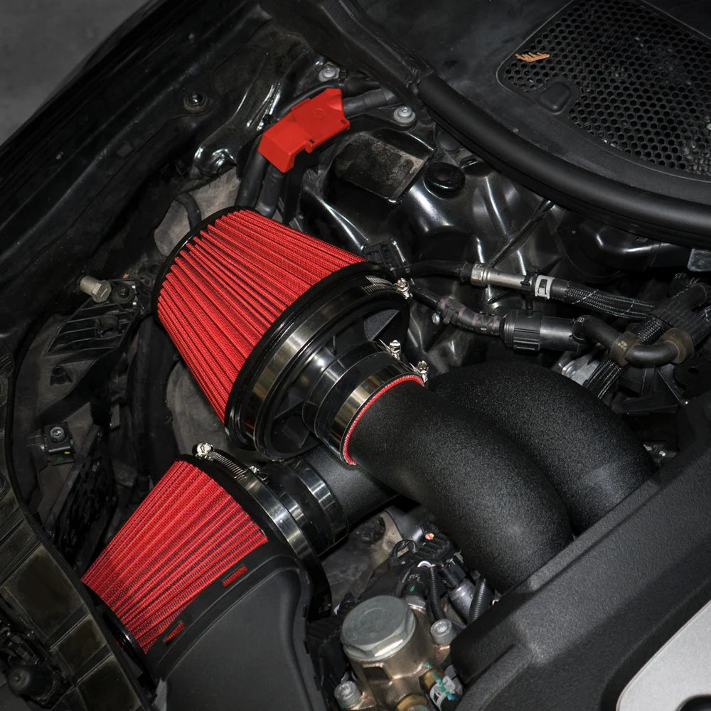 3.5 Inch Aluminium Cold Air Intake Kit Pipe with Mount - Black and Red