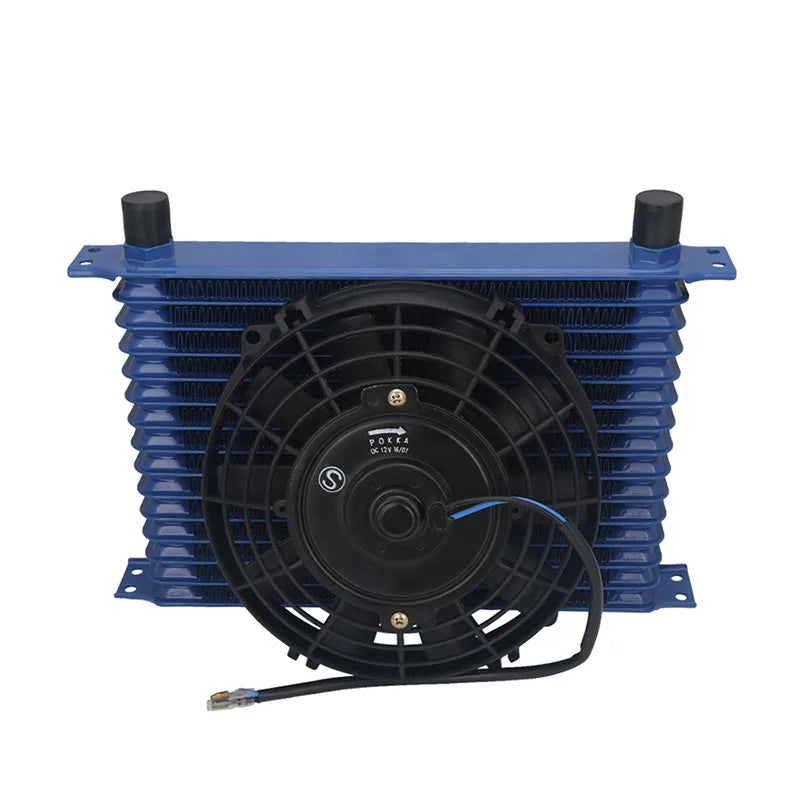 Universal 15 Row AN10 Aluminium Oil Cooler Kit with 8 Inch Slim Electric Fan