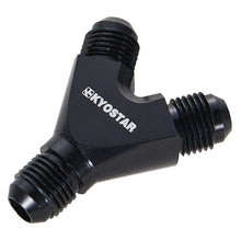 Load image into Gallery viewer, Universal AN6 3-Way Y-Block Male Fitting Adapter - Black Aluminium