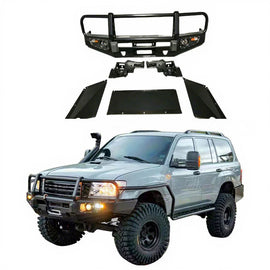 Car Exterior Accessories Steel Bull Bar Front Bumper for Land Cruiser  FJ100 LC100/105 1998-2007 W/ STONE GUARD PLATE W/