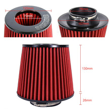 Load image into Gallery viewer, Universal 3 inch High Flow Cone Air Filter - Black / Red