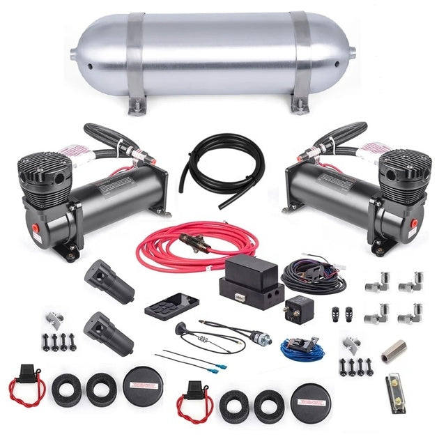 APS-HV-1601311589150 Air Ride Suspension System Kit with Air Tank, 2Pcs Air Compressor ,Air Management