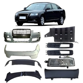 Audi A6 C6 2009–2011 Front / Rear Bumper, Fog Lamps, Chrome Moulding and Brackets 4F0807065AA