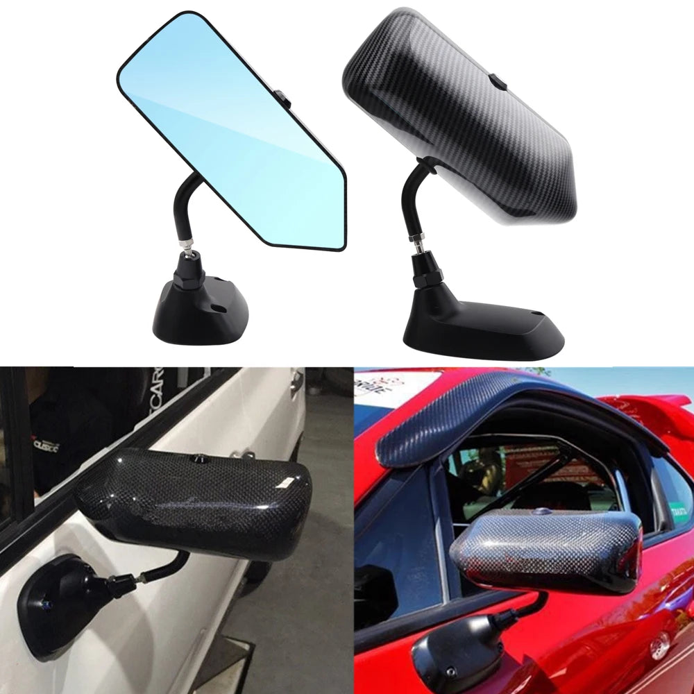 F1 Style Carbon Fibre Look Racing Mirror - Black