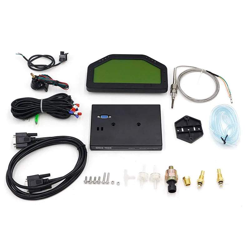 Universal Digital Race Dash Display with Multi-Function Gauge Sensor Kit and Wiring