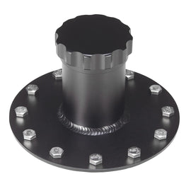 Universal Straight Billet Aluminium Fuel Cell Cap and Fast Fill Filler Neck - 12 Bolt Flange, Black