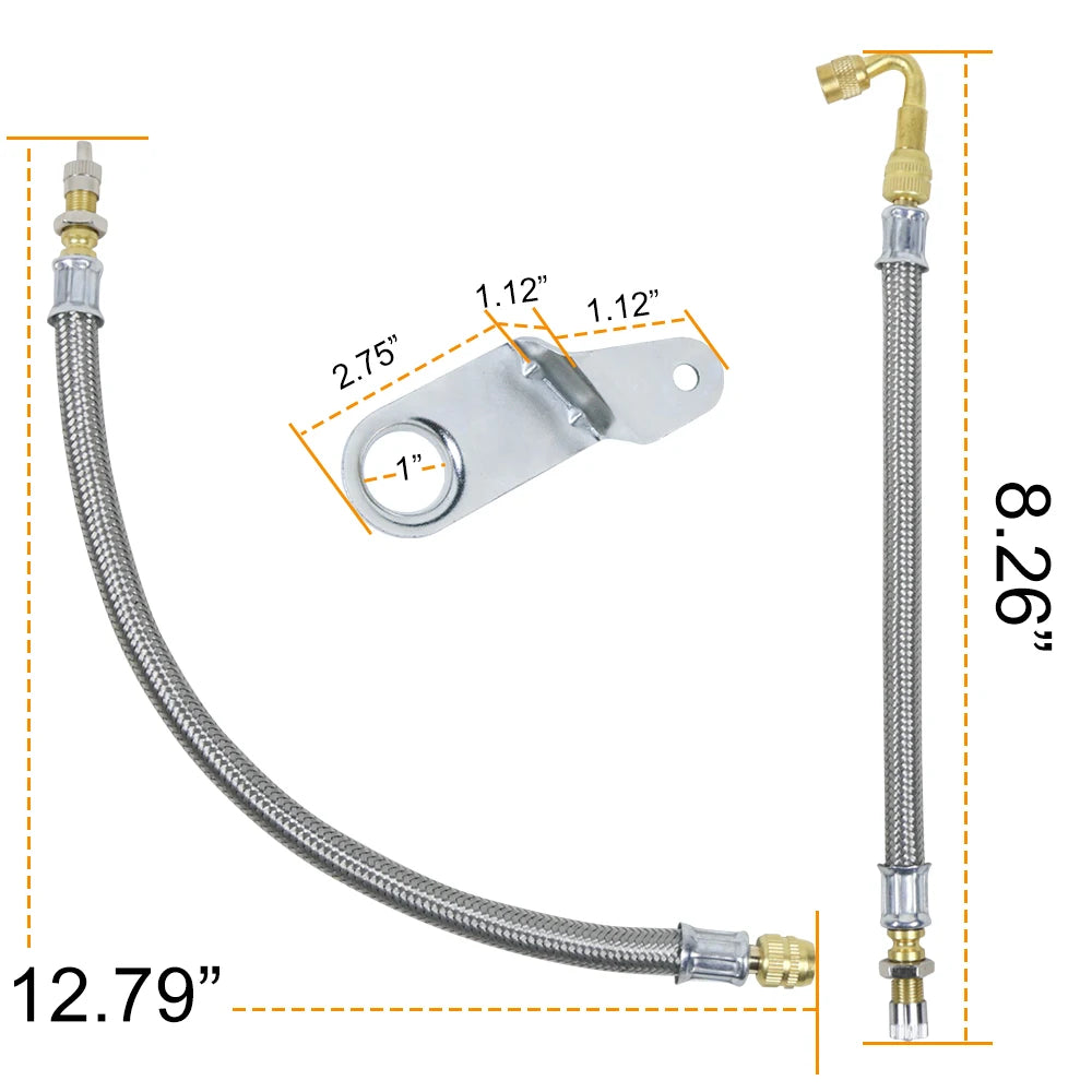 Universal Dual Tyre Valve Stem Extender Kit - 6 Extenders & 4 Brass Adaptor Brackets, Black
