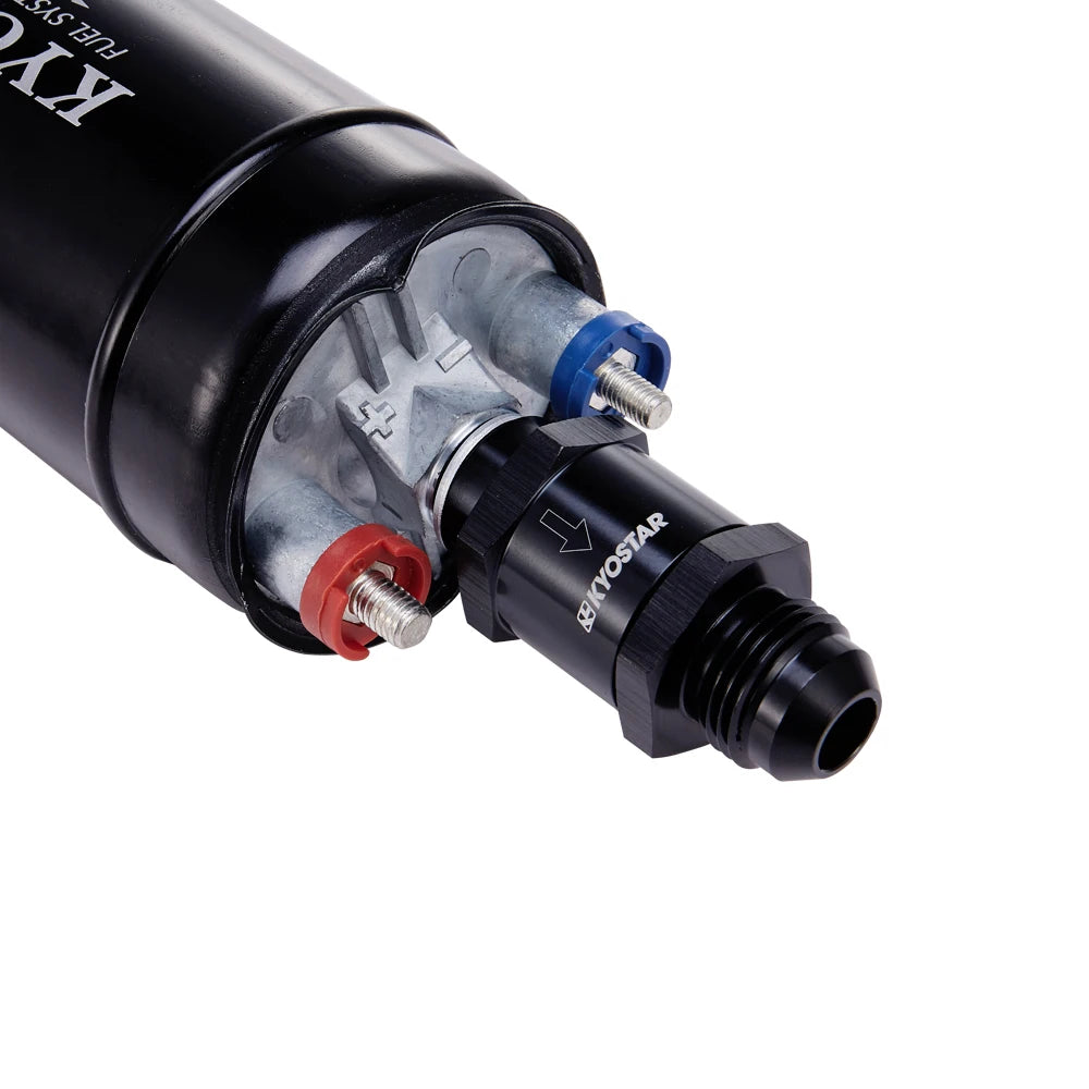 Universal High Flow 350 LPH External Fuel Pump with AN8 One-Way Check Valve - Black