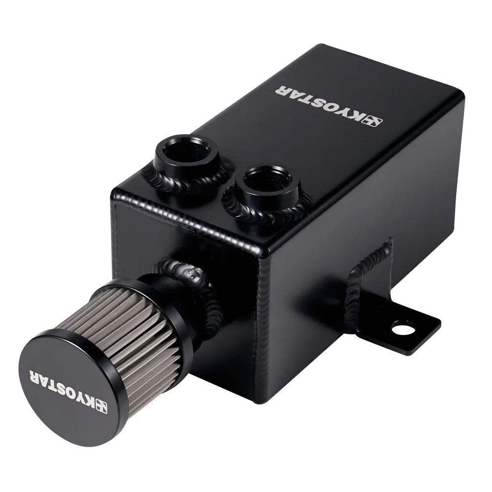 Universal 1L Baffled Aluminium Oil Catch Tank with 8AN Inlet, 10AN Drain and 12AN Breather Filter