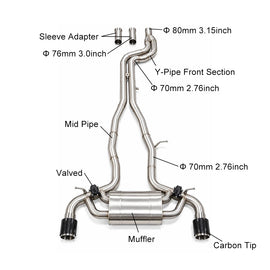 Toyota GR Supra A90 A91 2020+ B58 3.0L Stainless Steel 2-Tip Valved Cat-Back Exhaust System