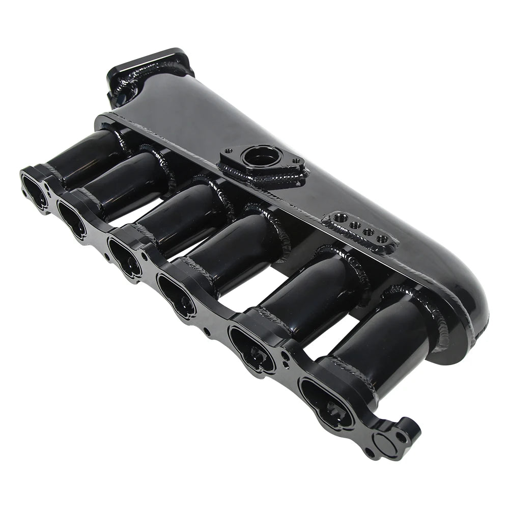 Toyota 2JZ TIG Welded Aluminium Intake Manifold with Fuel Rail and 90 mm Throttle Body, Black