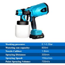 Load image into Gallery viewer, 800ml 800W Cordless Electric Paint Sprayer Spray Gun Airbrush Nozzle Plastic Adjustable Car Spraying for Makita 18V Battery