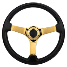 Load image into Gallery viewer, Classic 14 Inch 350mm Deep Dish Black Wooden Steering Wheel with Gold Spokes