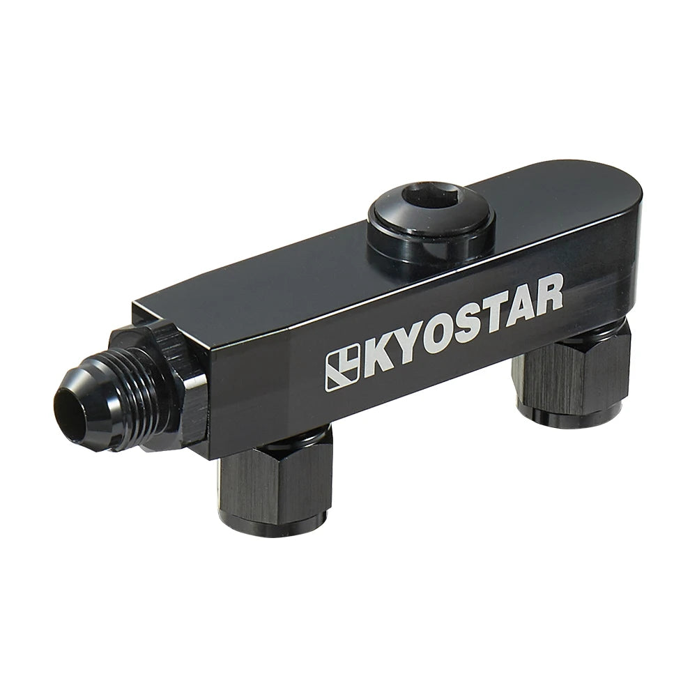 Universal Aluminium Dual Inline Fuel Pump Rail / Manifold with AN8 Fitting, Black
