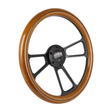 Load image into Gallery viewer, HIgh  Quality 14" Black Billet  Steering Wheel Real  Mahogany Wood Half  Wrap Aluminum  Rivets Classic Wooden Steering W