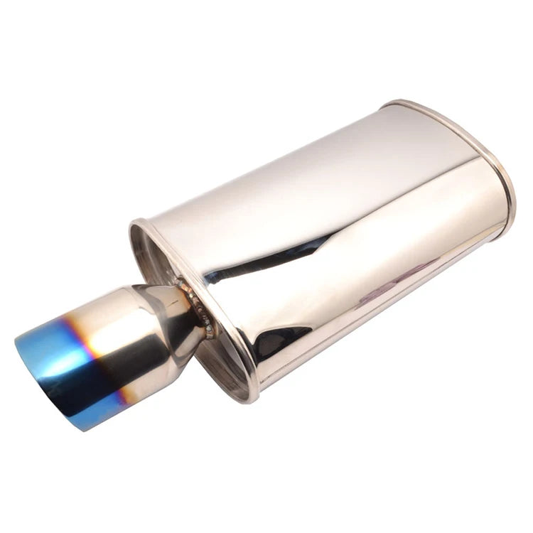 Universal Stainless Steel Exhaust Muffler with Burnt Slant-Cut Tip