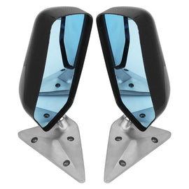 Universal Carbon Fibre Side View Mirror Pair with Blue Lens