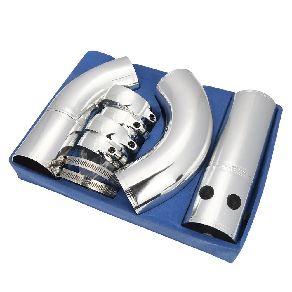 Universal 3 inch Aluminium Intake Pipe Kit - 5 Piece with Silicone Hoses and Clamps