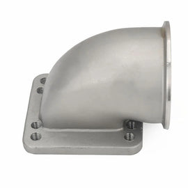 T3 / T4 Turbo 90 Degree V-Band Elbow Adapter Flange - 304 Stainless Steel, 2.5 / 3 / 3.5 inch