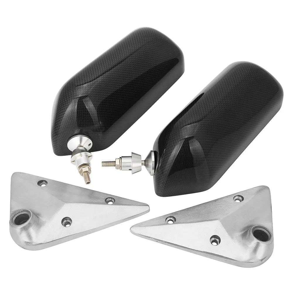 Universal Carbon Fibre Side View Mirror Pair with Blue Lens