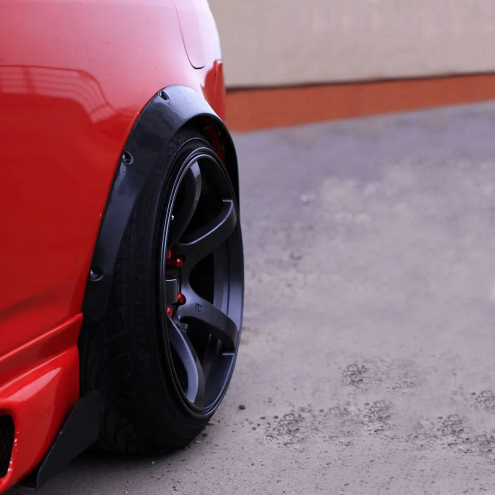 Set of 4 Universal Glossy Black ABS Wide Fender Flares - 2 Front and 2 Rear