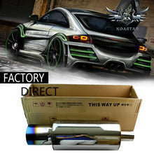 Load image into Gallery viewer, Universal Stainless Steel Racing Exhaust Muffler 63mm (2.5 inch) Inlet, 102mm Outlet, 580 x 140mm