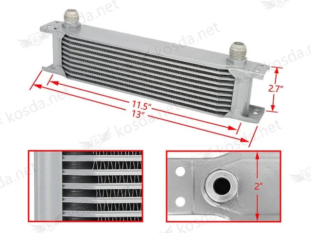 Universal 10-Row Aluminium Oil Cooler Core 10AN - Engine, Transmission and Differential