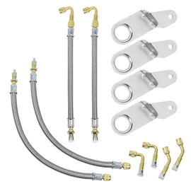 Universal Dual Tyre Valve Stem Extender Kit - 6 Extenders & 4 Brass Adaptor Brackets, Black