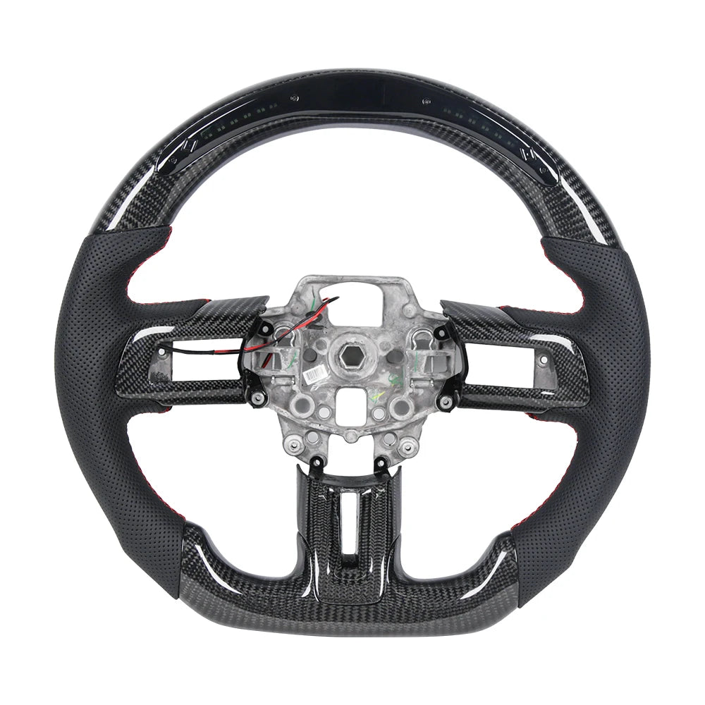 Ford Mustang EcoBoost / GT / GT350 / GT350R 2015-2017 Carbon Fibre Leather LED Steering Wheel - Non-Heated