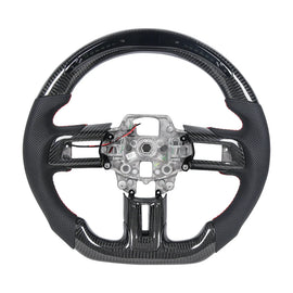 Ford Mustang EcoBoost / GT / GT350 / GT350R 2015-2017 Carbon Fibre Leather LED Steering Wheel - Non-Heated