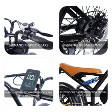 Load image into Gallery viewer, ECORIDE V6 Electric Mountain Bike 250W–1000W – 20&quot; Fat Tire E-Bike with 48V Lithium Battery (10.4Ah–20Ah), 7-Speed, Dual Suspension, LCD Display