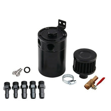 Load image into Gallery viewer, Universal 150 ml 5 oz Aluminium Baffled Oil Catch Can, 2 Port 3/8 inch NPT with Breather and Drain Valve
