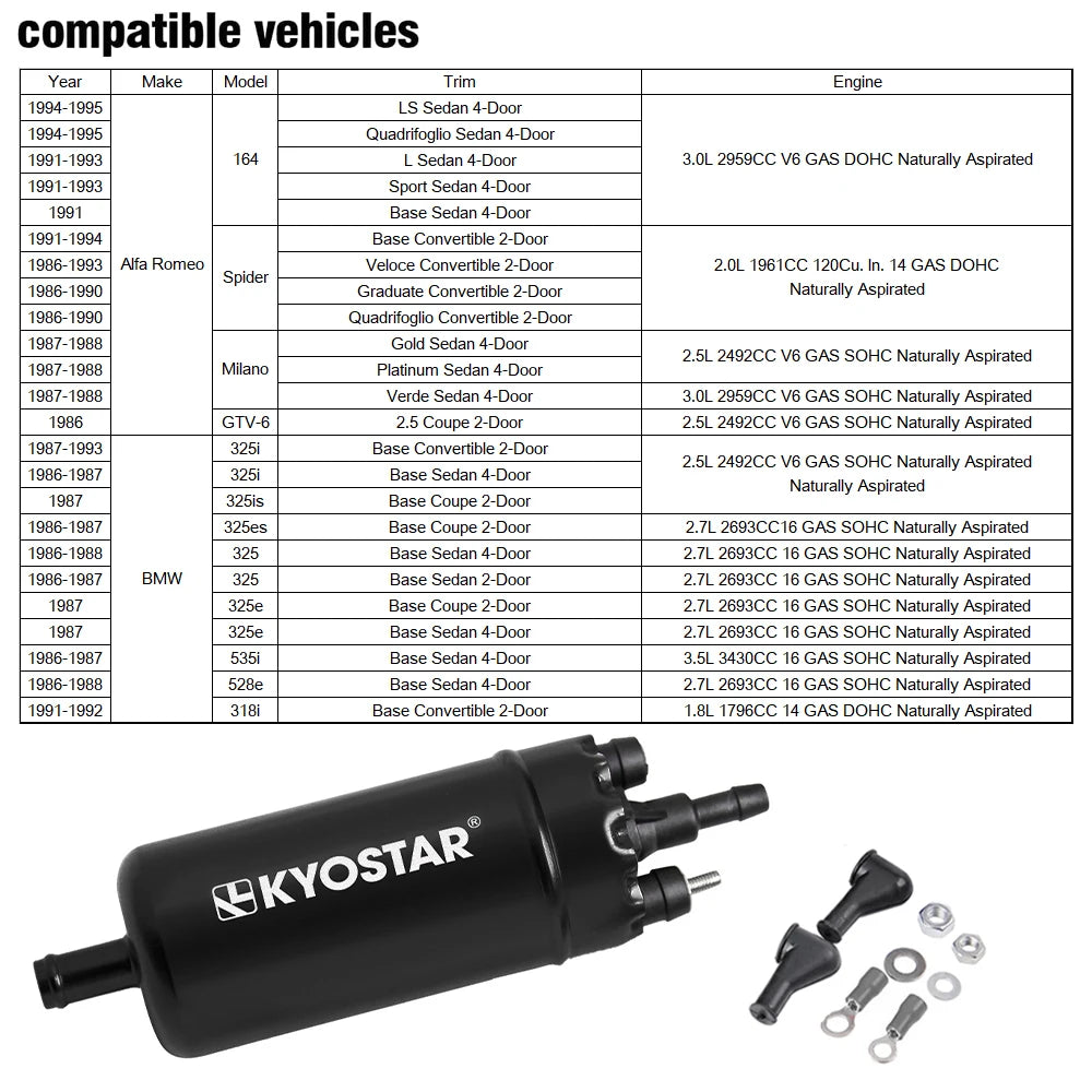 Universal Inline High Pressure Fuel Pump Installation Kit with Bracket, AN6 Adaptors