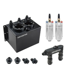 Load image into Gallery viewer, 3L Aluminium High Flow Fuel Swirl Surge Tank Kit with Fuel Rail and Dual Fuel Pumps - 250 LPH, Universal