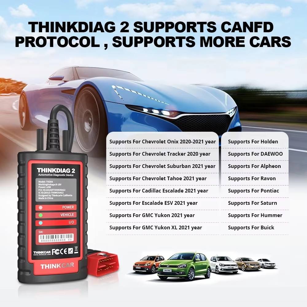 THINKCAR ThinkDiag 2 Professional Bluetooth OBD2 Scanner | CAN FD | All System Diagnostic Tool | ECU Coding |