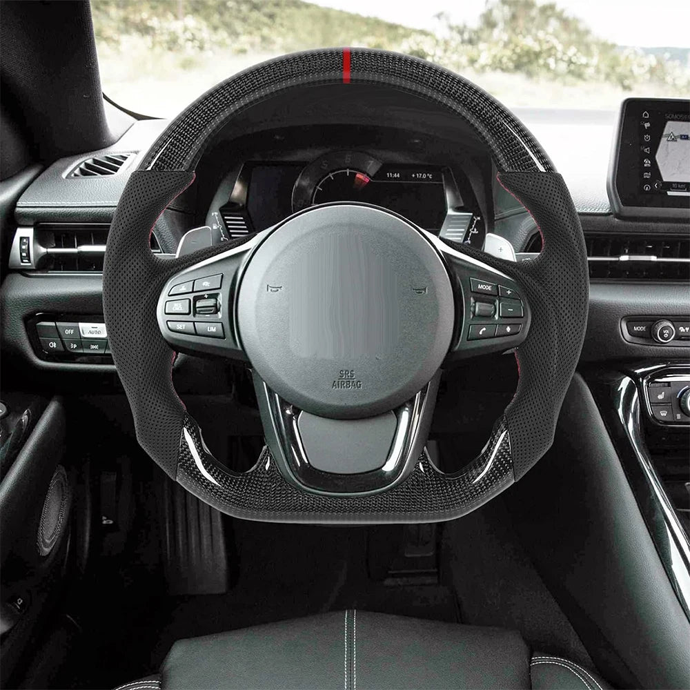 Toyota GR Supra 2019-2022 Carbon Fibre and Perforated Nappa Leather Steering Wheel