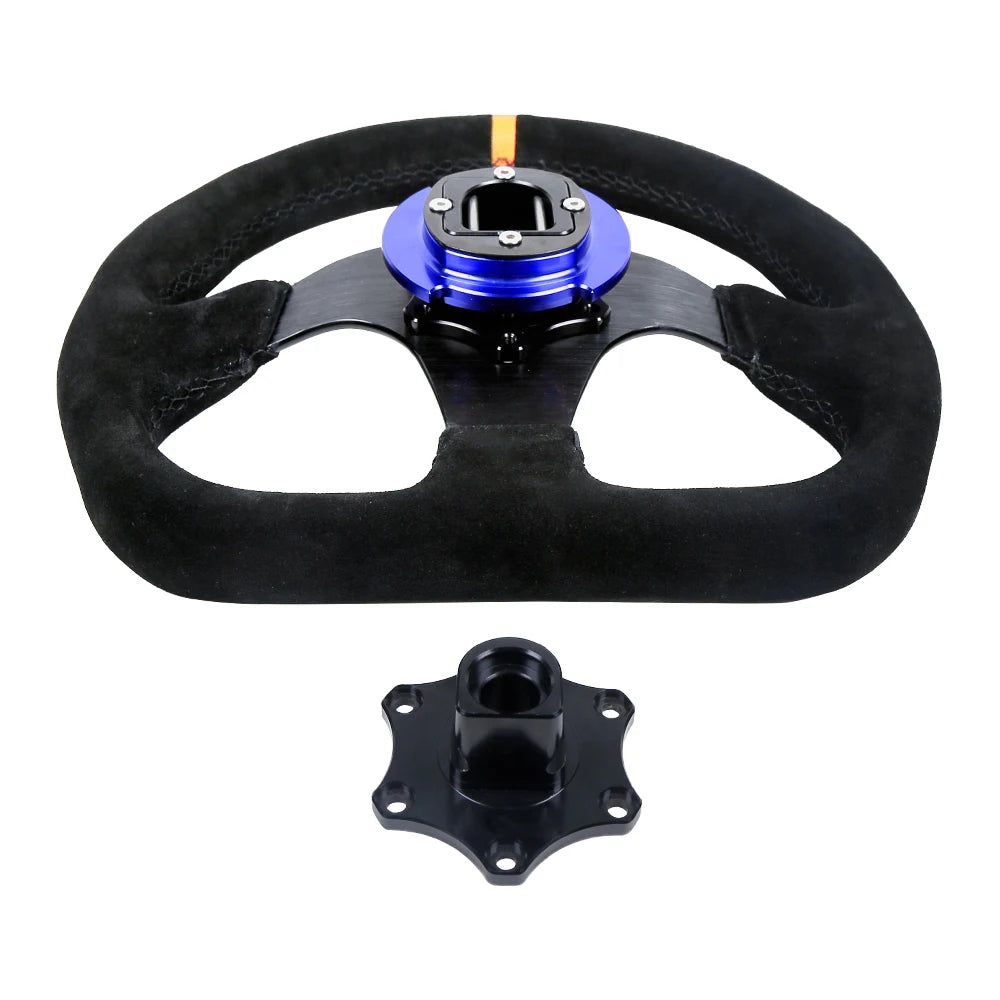 Universal D-Shaped Steering Wheel Quick Release Hub Adapter - Aluminium