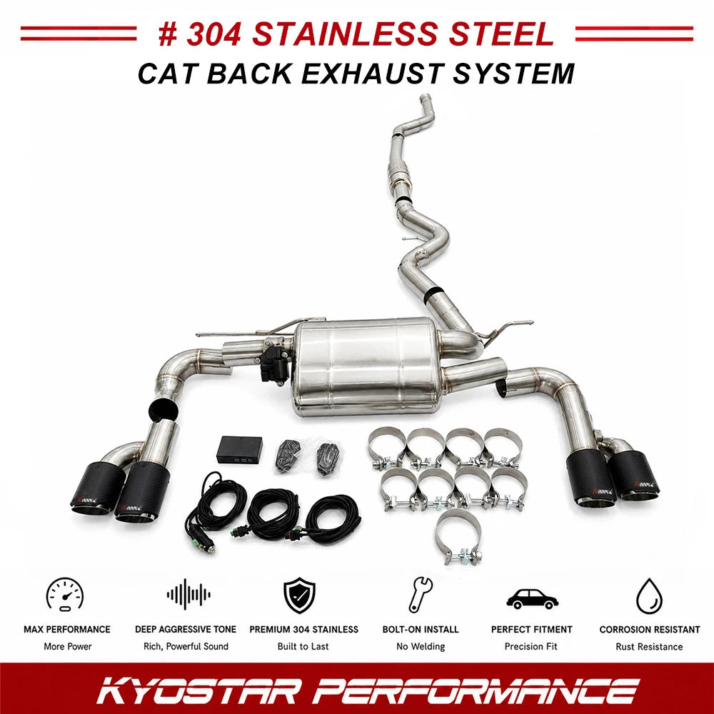 BMW 420i 430i F32 B48 2.0T Stainless Steel 4-Tip Valved Sport Catback Exhaust System
