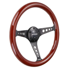 Load image into Gallery viewer, Universal 350 mm Classic Wood Grain 3-Spoke Steering Wheel, Black Spokes, with Horn Button