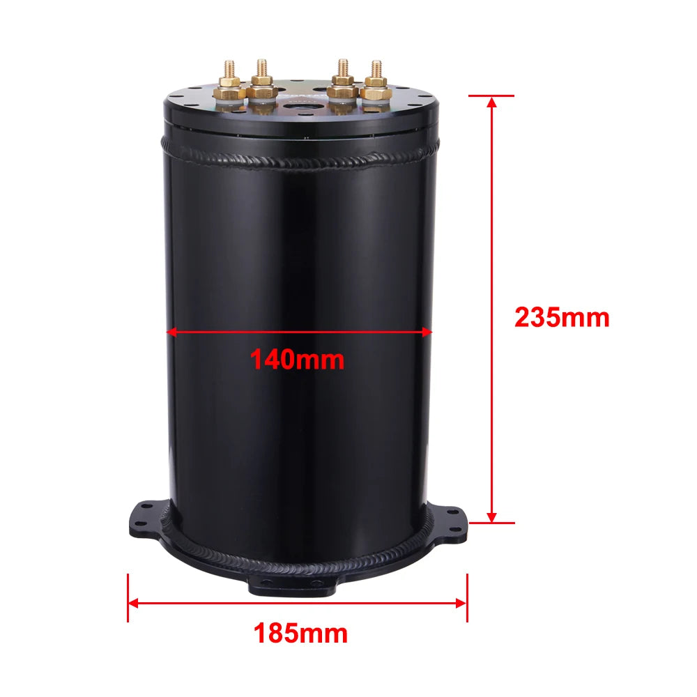 Universal 2.8 Litre Aluminium Fuel Surge Tank for Twin 40 mm Fuel Pumps with 8AN O-Ring Ports