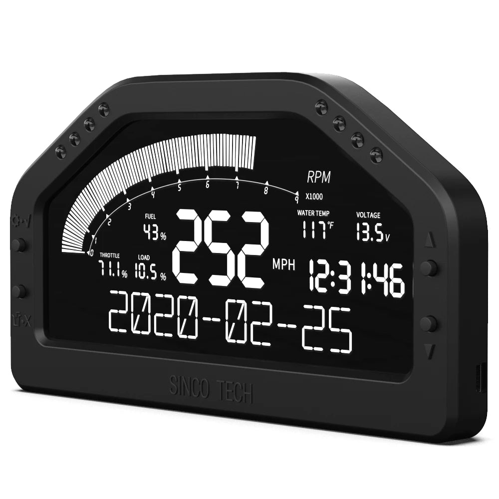 Universal OBD2 12V Multicolour Digital Race Dash Display - RPM, Speed, Voltage and Water Temperature