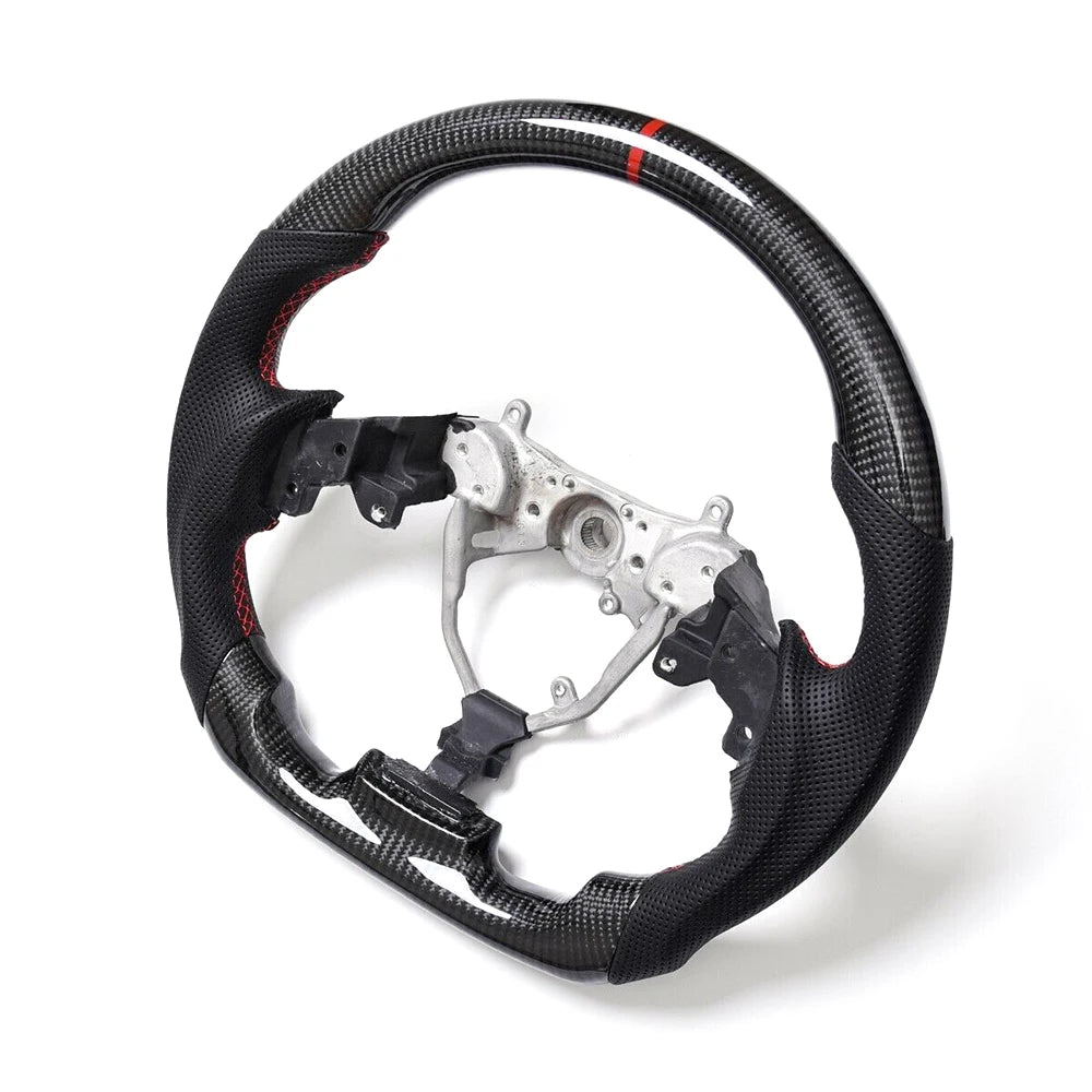 Lexus IS Real Carbon Fibre and Leather Flat-Bottom Sport Steering Wheel - Black