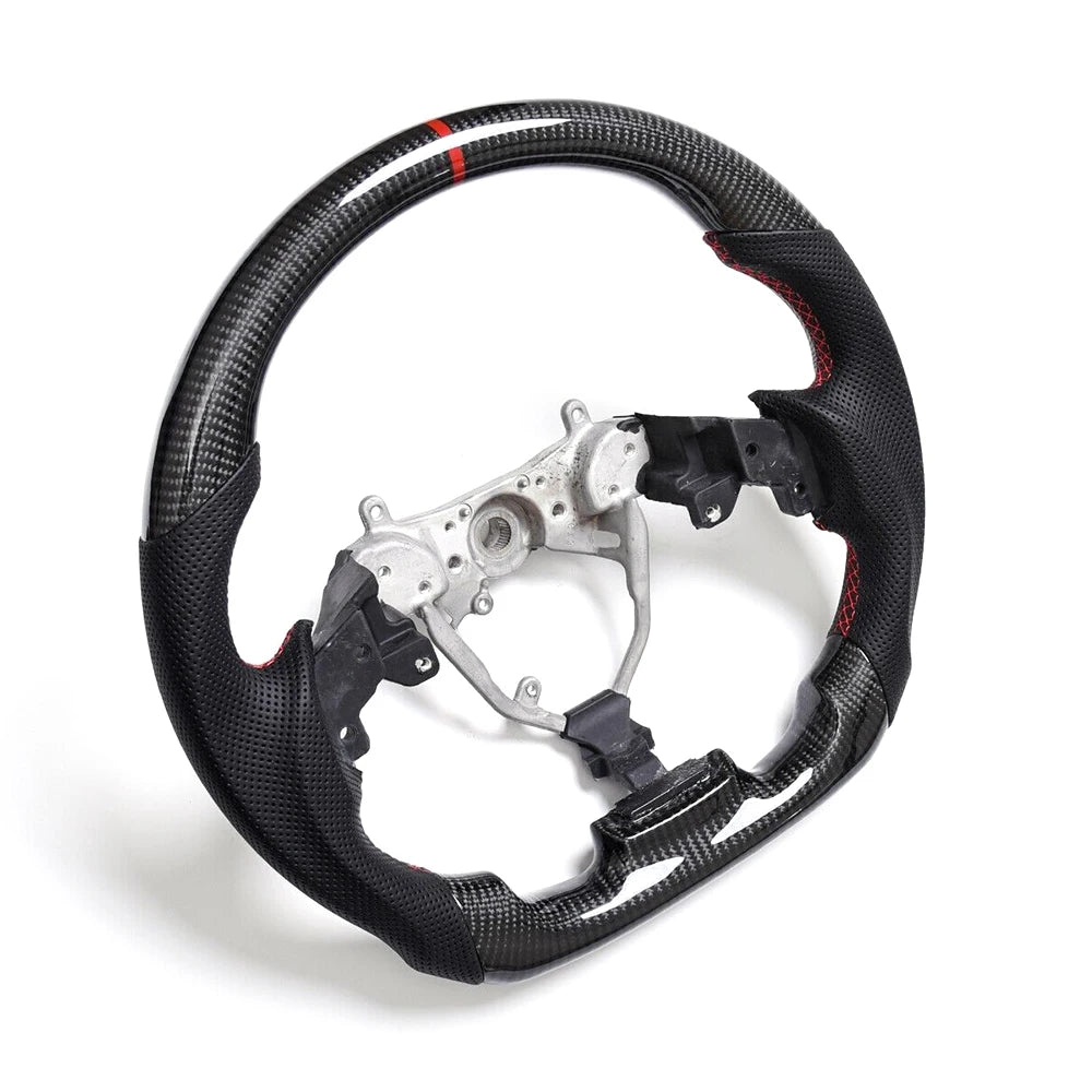 Lexus IS Real Carbon Fibre and Leather Flat-Bottom Sport Steering Wheel - Black